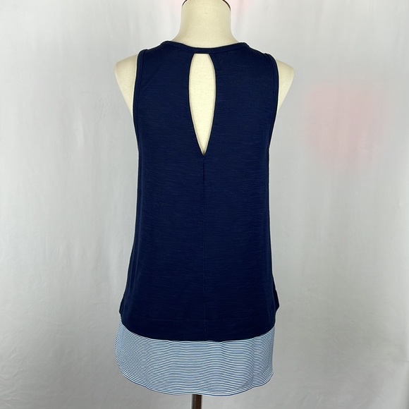 J. Crew Navy Blue Tank w/Blue & White Striped Shirt Tail and Back Keyhole - XS - Picture 5 of 12